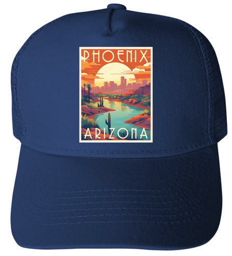 Phoenix Arizona Design C Navy Unisex Mesh Back Trucker Hat with Adjustable Snapback 4-Pack