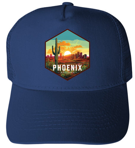 Phoenix Arizona Design D Navy Unisex Mesh Back Trucker Hat with Adjustable Snapback 4-Pack