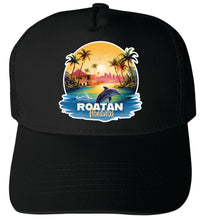 Load image into Gallery viewer, Roatan Honduras Design B  Unisex Mesh Back Trucker Hat with Adjustable Snapback
