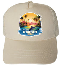 Load image into Gallery viewer, Roatan Honduras Design B  Unisex Mesh Back Trucker Hat with Adjustable Snapback
