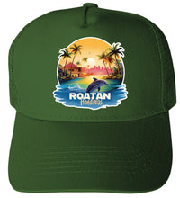 Load image into Gallery viewer, Roatan Honduras Design B  Unisex Mesh Back Trucker Hat with Adjustable Snapback
