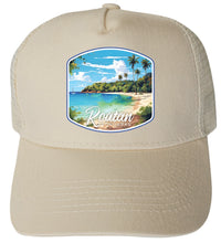 Load image into Gallery viewer, Roatan Honduras Design C  Unisex Mesh Back Trucker Hat with Adjustable Snapback
