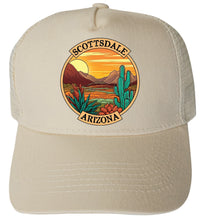 Load image into Gallery viewer, Scottsdale Arizona Design A Unisex Mesh Back Trucker Hat with Adjustable Snapback
