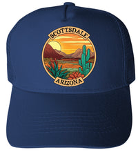 Load image into Gallery viewer, Scottsdale Arizona Design A Unisex Mesh Back Trucker Hat with Adjustable Snapback
