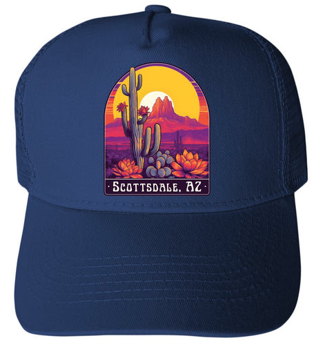 Scottsdale Arizona Design B Navy Unisex Mesh Back Trucker Hat with Adjustable Snapback 4-Pack