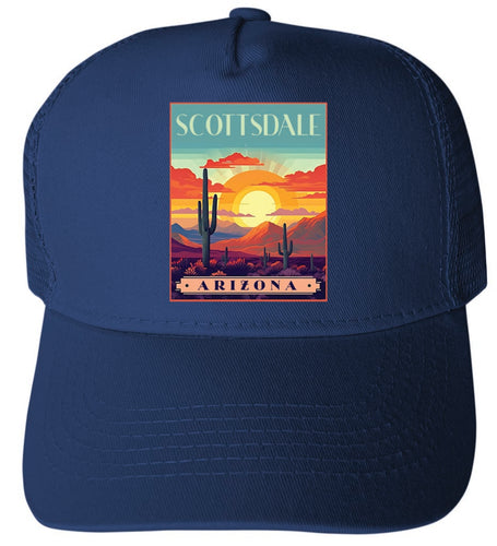 Scottsdale Arizona Design C Navy Unisex Mesh Back Trucker Hat with Adjustable Snapback 4-Pack