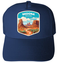 Load image into Gallery viewer, Sedona Arizona Design A Navy Unisex Mesh Back Trucker Hat with Adjustable Snapback 4-Pack
