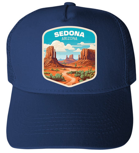 Sedona Arizona Design A Navy Unisex Mesh Back Trucker Hat with Adjustable Snapback 4-Pack