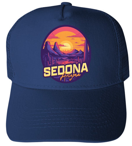 Sedona Arizona Design B Navy Unisex Mesh Back Trucker Hat with Adjustable Snapback 4-Pack