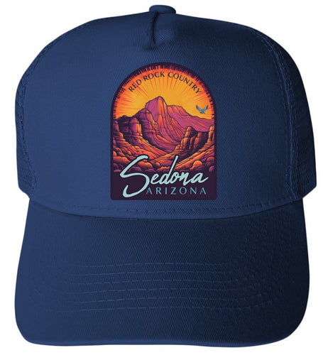 Sedona Arizona Design C Navy Unisex Mesh Back Trucker Hat with Adjustable Snapback 4-Pack