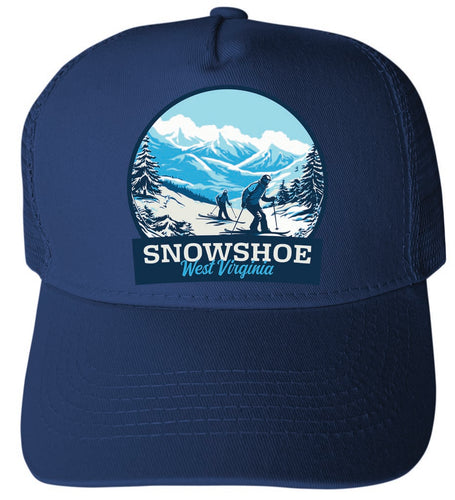 Snowshoe West Virginia Design A Navy Unisex Mesh Back Trucker Hat with Adjustable Snapback 4-Pack