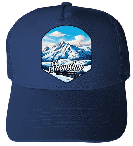 Snowshoe West Virginia Design B Navy Unisex Mesh Back Trucker Hat with Adjustable Snapback 4-Pack