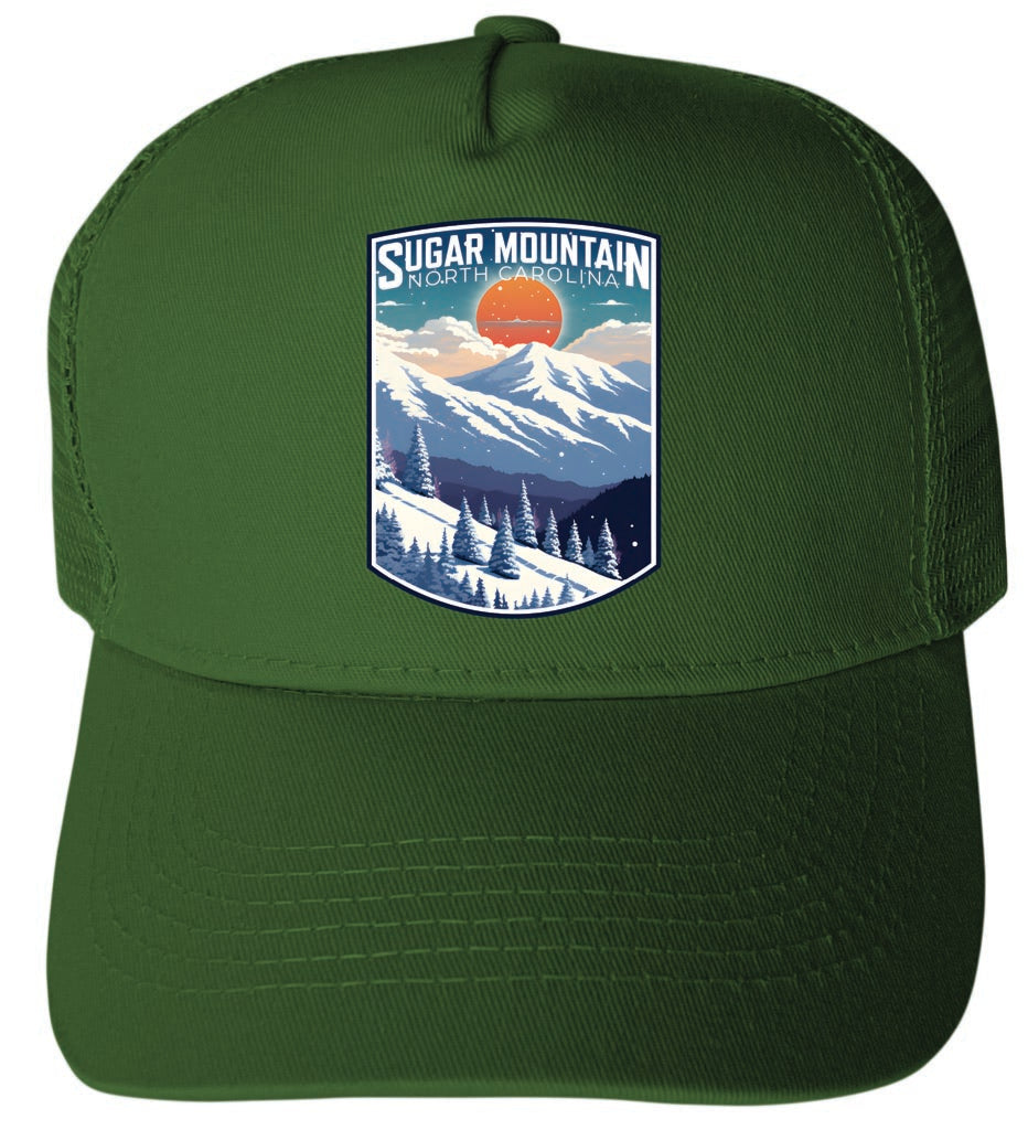 Sugar Mountain North Carolina Design A Green Unisex Mesh Back Trucker Hat with Adjustable Snapback 2-Pack