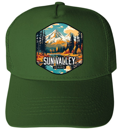 Sun Valley Idaho Design B Green Unisex Mesh Back Trucker Hat with Adjustable Snapback 2-Pack