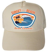 Load image into Gallery viewer, Sunset Beach Surf Wave North Carolina Design Unisex Mesh Back Trucker Hat with Adjustable Snapback
