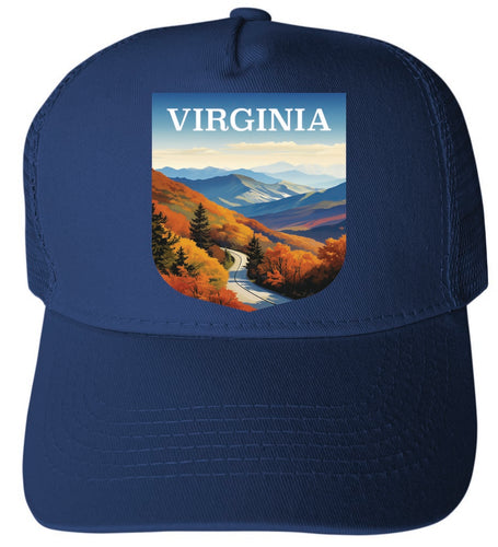 Virginia Design A Navy Unisex Mesh Back Trucker Hat with Adjustable Snapback 4-Pack