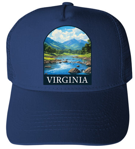 Virginia Design B Navy Unisex Mesh Back Trucker Hat with Adjustable Snapback 4-Pack