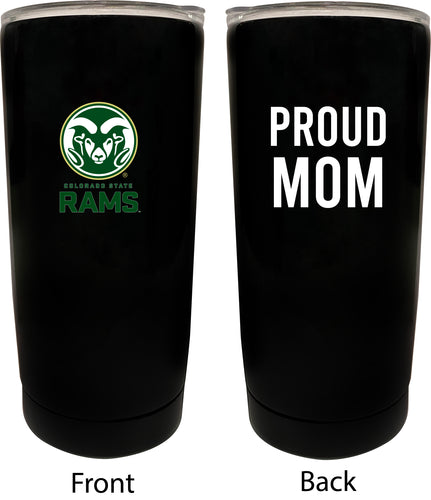 Colorado State Rams NCAA Insulated Tumbler - 16oz Stainless Steel Travel Mug Proud Mom Design Black