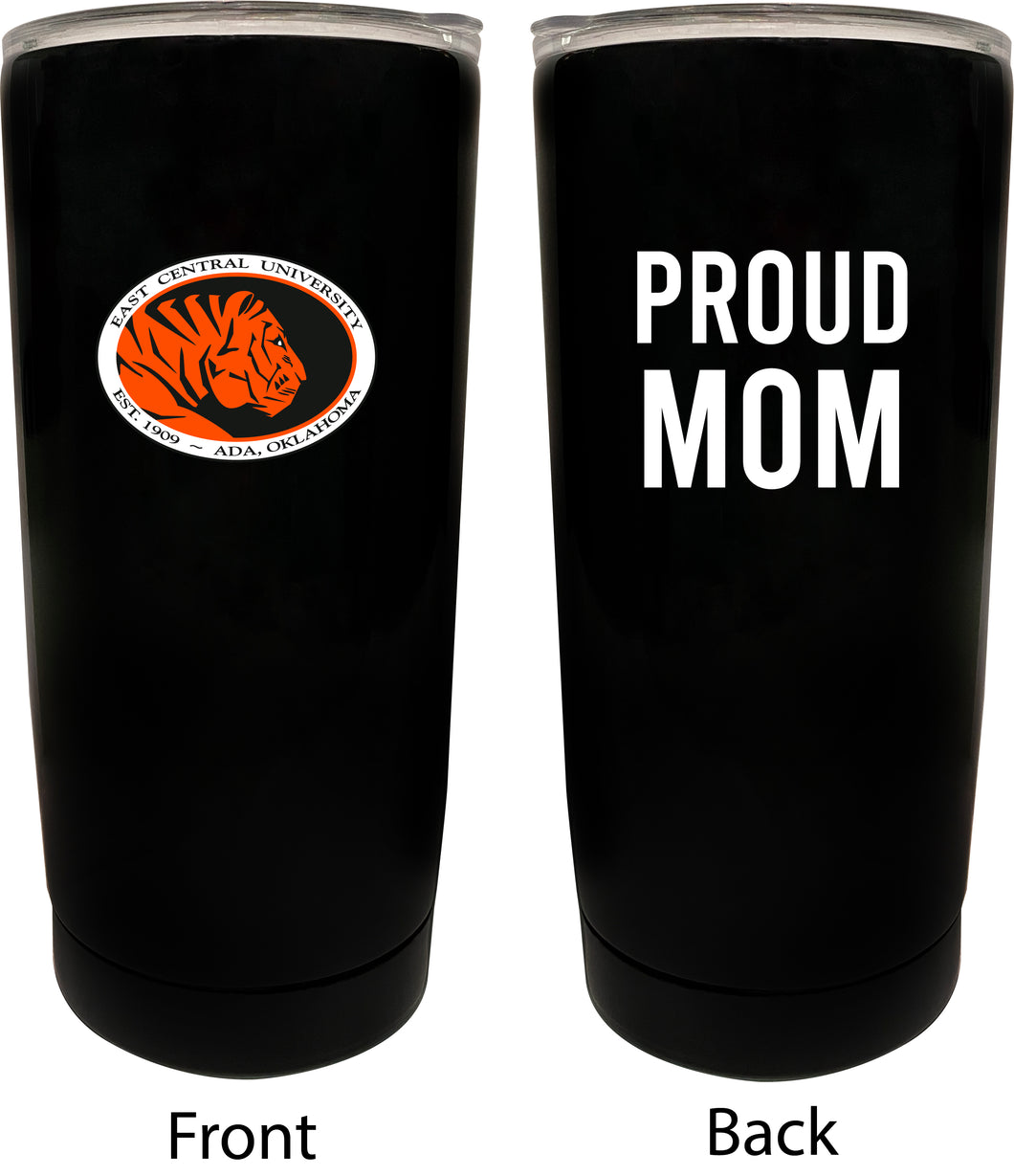 East Central University Tigers NCAA Insulated Tumbler - 16oz Stainless Steel Travel Mug Proud Mom Design Black