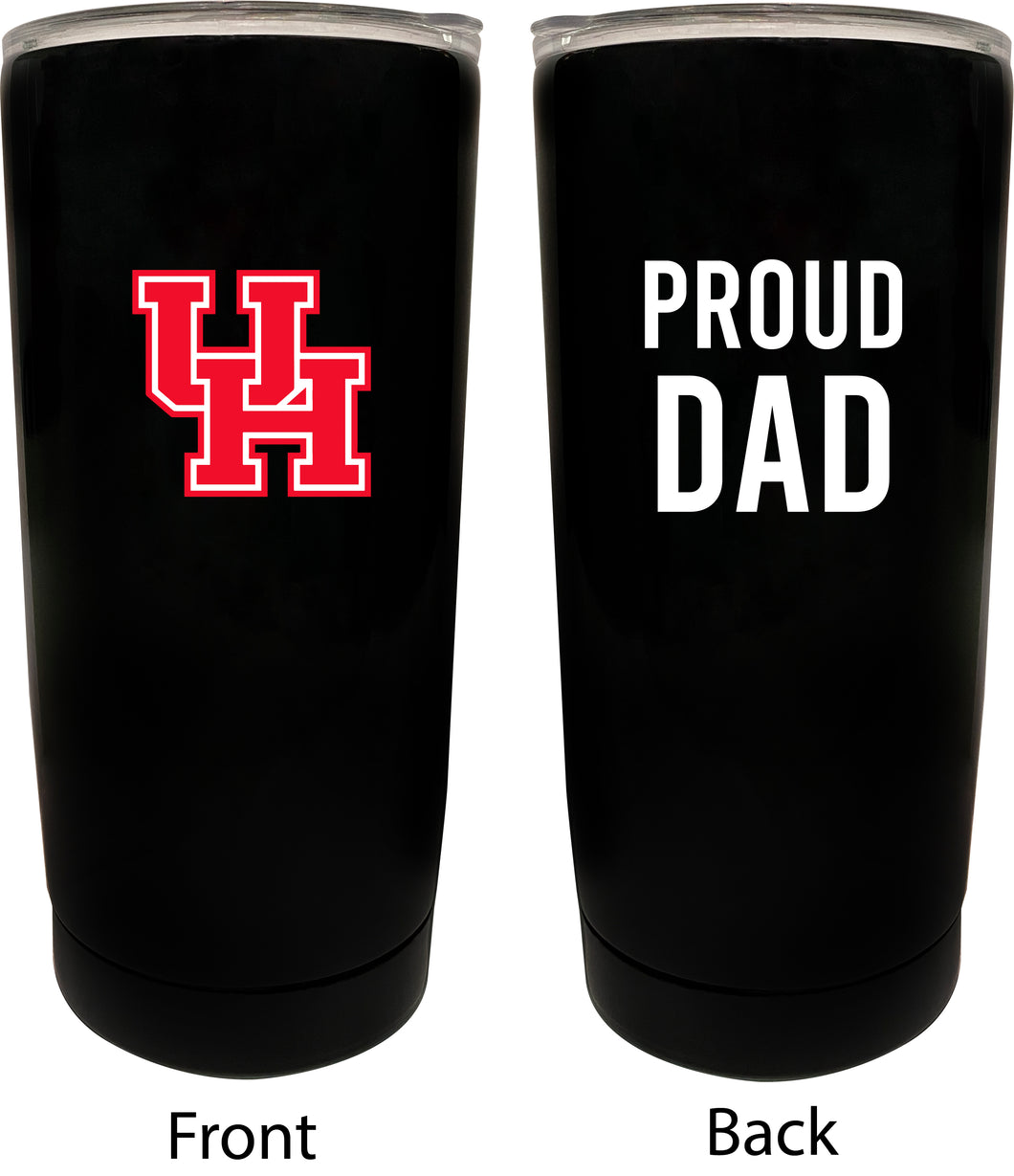 University of Houston NCAA Insulated Tumbler - 16oz Stainless Steel Travel Mug Proud Dad Design Black