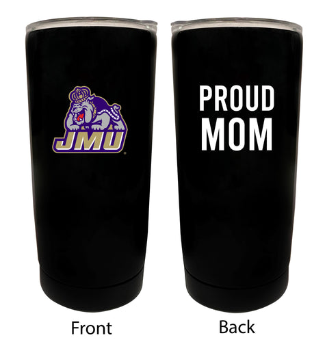 James Madison Dukes NCAA Insulated Tumbler - 16oz Stainless Steel Travel Mug Proud Mom Design Black