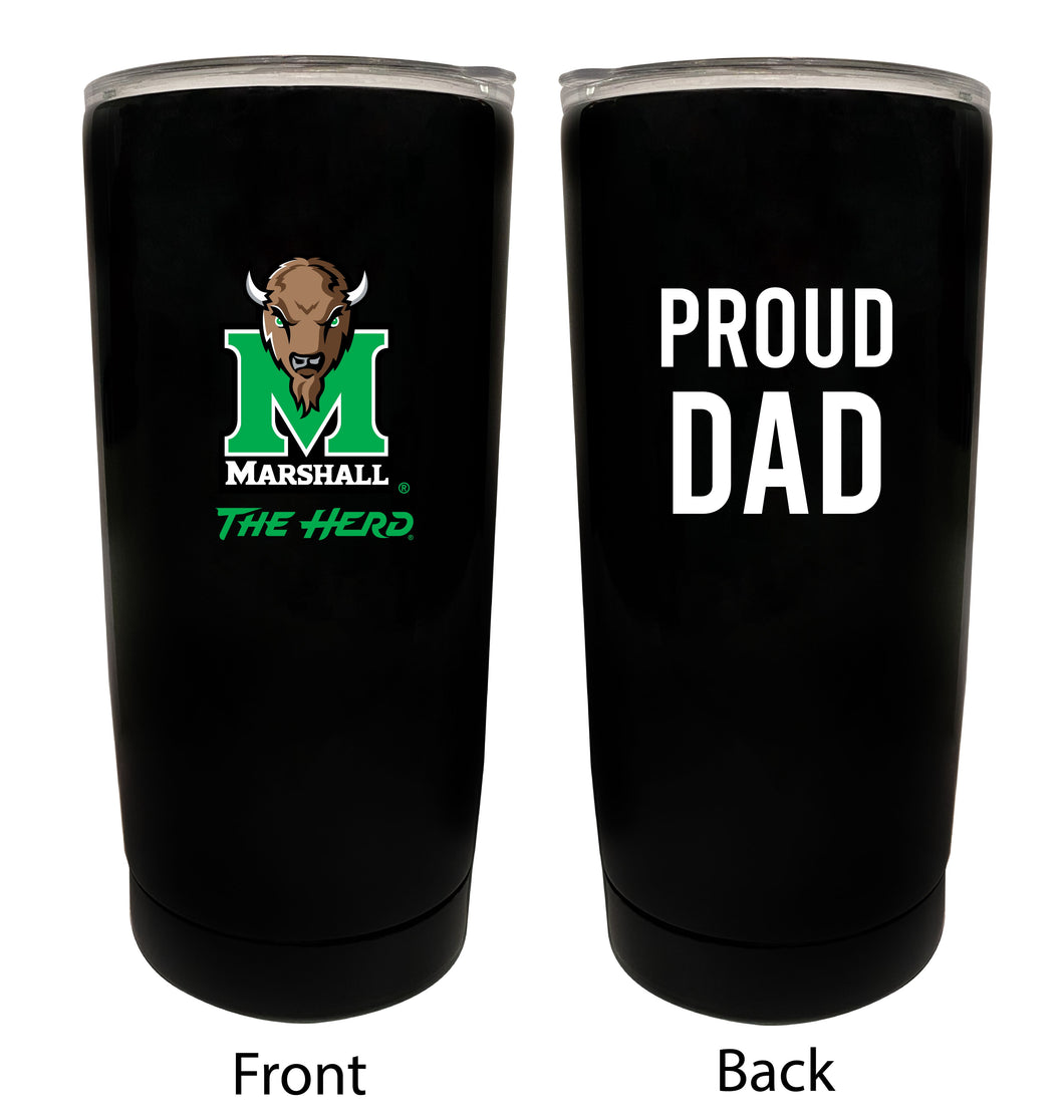 Marshall Thundering Herd NCAA Insulated Tumbler - 16oz Stainless Steel Travel Mug Proud Dad Design Black