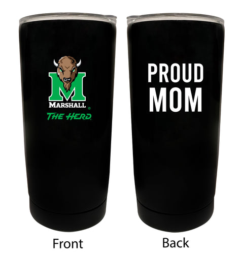 Marshall Thundering Herd NCAA Insulated Tumbler - 16oz Stainless Steel Travel Mug Proud Mom Design Black