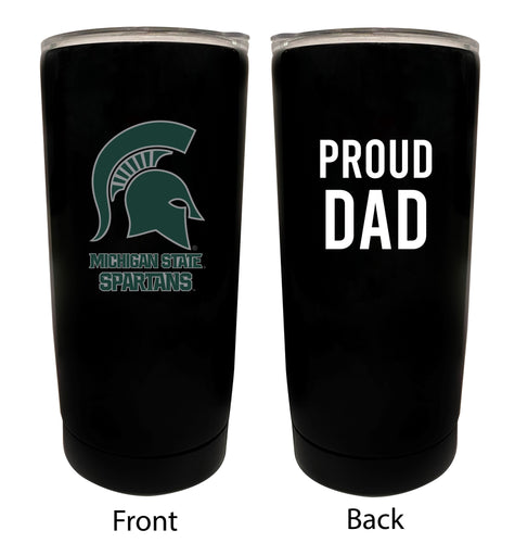 Michigan State Spartans NCAA Insulated Tumbler - 16oz Stainless Steel Travel Mug Proud Dad Design Black