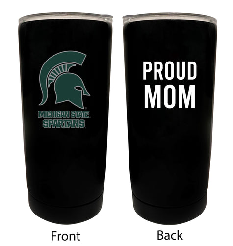 Michigan State Spartans NCAA Insulated Tumbler - 16oz Stainless Steel Travel Mug Proud Mom Design Black