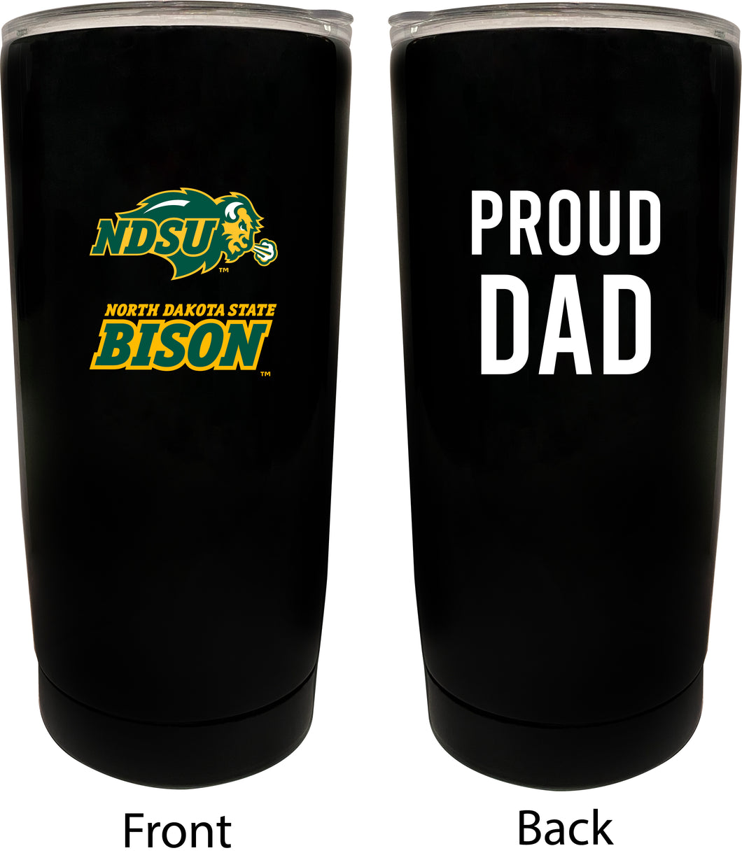 North Dakota State Bison NCAA Insulated Tumbler - 16oz Stainless Steel Travel Mug Proud Dad Design Black