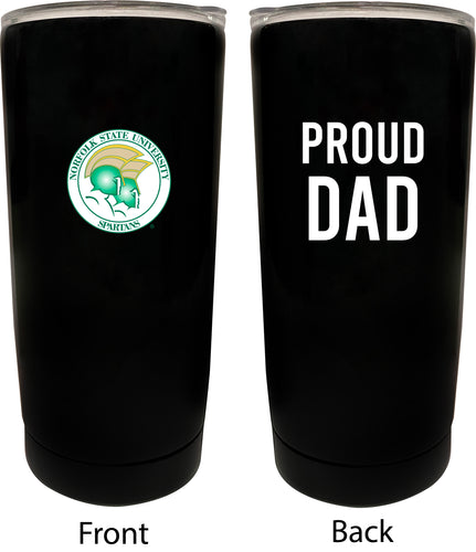 Norfolk State University NCAA Insulated Tumbler - 16oz Stainless Steel Travel Mug Proud Dad Design Black