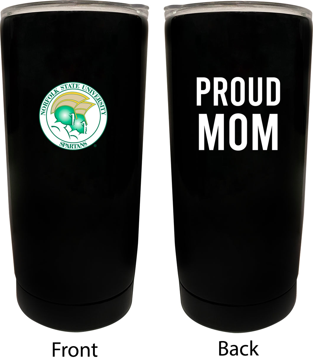 Norfolk State University NCAA Insulated Tumbler - 16oz Stainless Steel Travel Mug Proud Mom Design Black