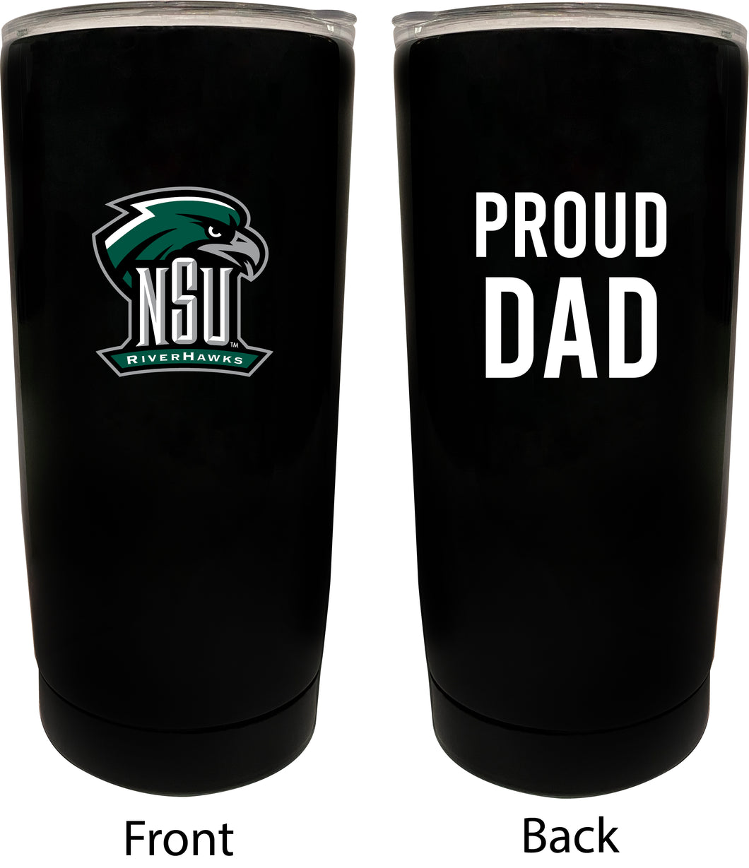 Northeastern State University Riverhawks NCAA Insulated Tumbler - 16oz Stainless Steel Travel Mug Proud Dad Design Black