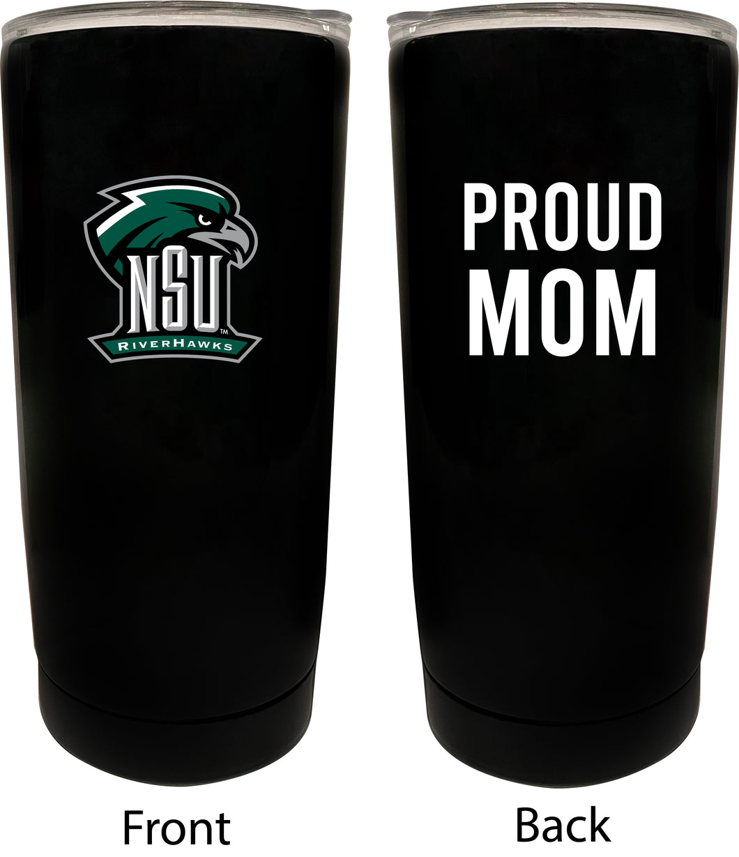 Northeastern State University Riverhawks NCAA Insulated Tumbler - 16oz Stainless Steel Travel Mug Proud Mom Design Black