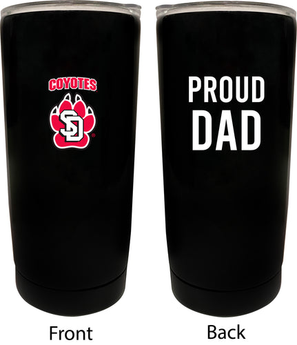 South Dakota Coyotes NCAA Insulated Tumbler - 16oz Stainless Steel Travel Mug Proud Dad Design Black