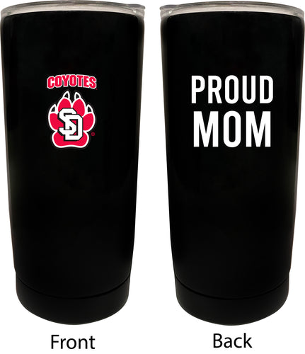 South Dakota Coyotes NCAA Insulated Tumbler - 16oz Stainless Steel Travel Mug Proud Mom Design Black