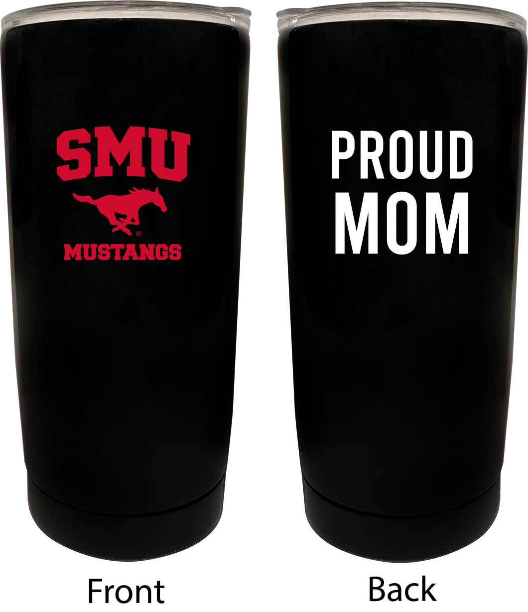 Southern Methodist University NCAA Insulated Tumbler - 16oz Stainless Steel Travel Mug Proud Mom Design Black