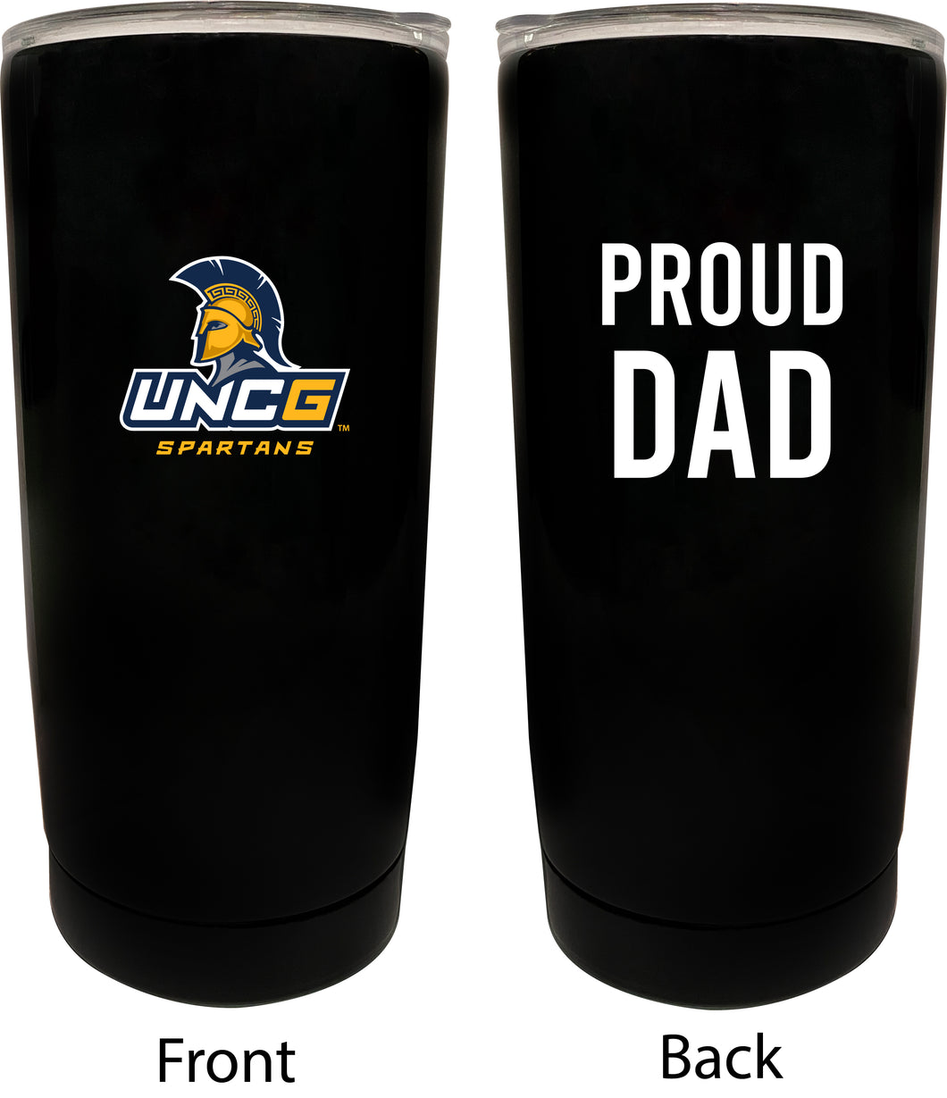 North Carolina Greensboro Spartans NCAA Insulated Tumbler - 16oz Stainless Steel Travel Mug Proud Dad Design Black