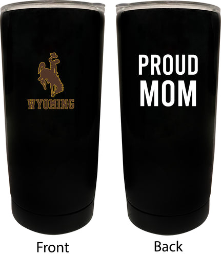 University of Wyoming NCAA Insulated Tumbler - 16oz Stainless Steel Travel Mug Proud Mom Design Black