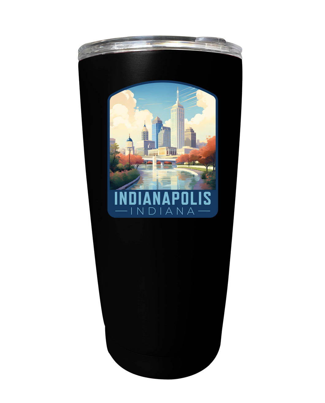 Indianapolis Indiana Design A Souvenir 16 oz Stainless Steel Insulated Tumbler Black Single