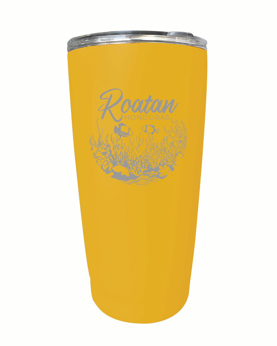 Roatan Honduras Souvenir 16 oz Engraved Stainless Steel Insulated Tumbler Yellow 2-Pack