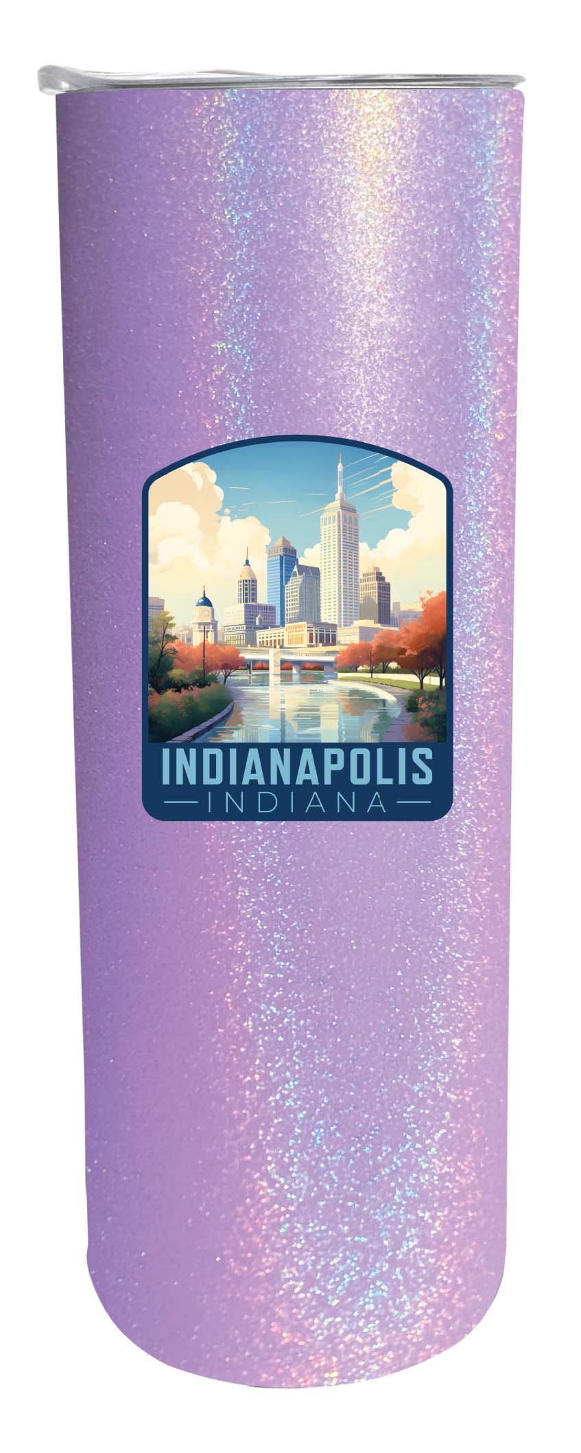 Indianapolis Indiana Design A Souvenir 20 oz Insulated Stainless Steel Skinny Tumbler Purple Glitter 2-Pack