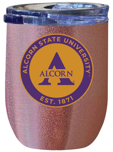 Alcorn State Braves 12 oz Insulated Wine Stainless Steel Tumbler Rose Gold Officially Licensed Collegiate Product Rose Gold