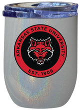 Load image into Gallery viewer, Arkansas State 12 oz Insulated Wine Stainless Steel Tumbler Rainbow Glitter Gray Officially Licensed Collegiate Product Rainbow Glitter Gray
