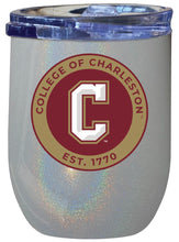 Load image into Gallery viewer, College of Charleston 12 oz Insulated Wine Stainless Steel Tumbler Rainbow Glitter Gray Officially Licensed Collegiate Product Rainbow Glitter Gray
