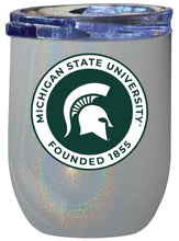 Load image into Gallery viewer, Michigan State Spartans 12 oz Insulated Wine Stainless Steel Tumbler Rainbow Glitter Gray Officially Licensed Collegiate Product Rainbow Glitter Gray
