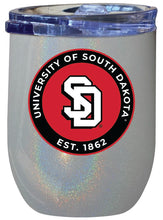 Load image into Gallery viewer, South Dakota Coyotes 12 oz Insulated Wine Stainless Steel Tumbler Rainbow Glitter Gray Officially Licensed Collegiate Product Rainbow Glitter Gray
