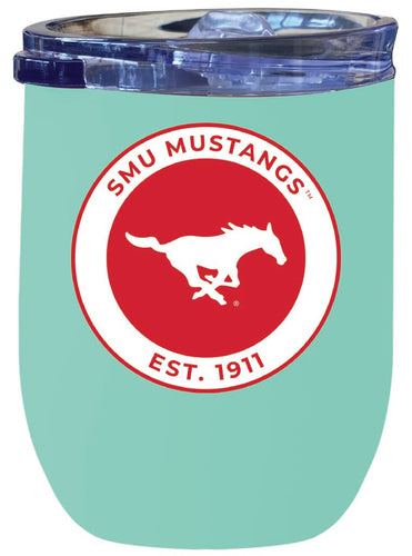 Southern Methodist University 12 oz Insulated Wine Stainless Steel Tumbler Seafoam Officially Licensed Collegiate Product Seafoam