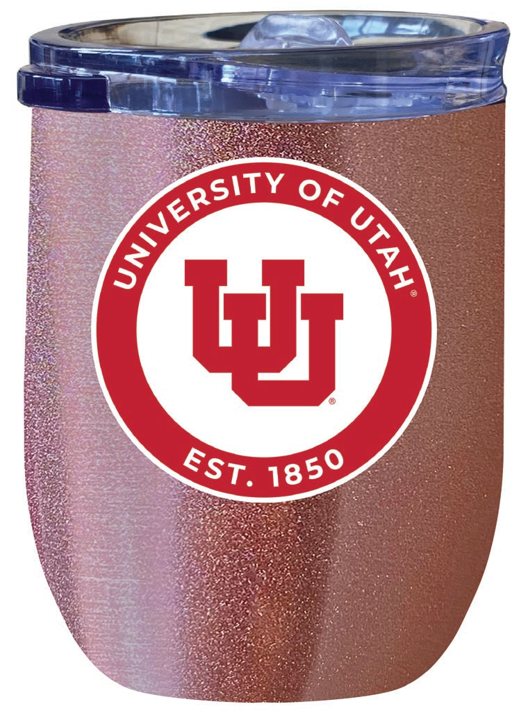 Utah Utes 12 oz Insulated Wine Stainless Steel Tumbler Rose Gold Officially Licensed Collegiate Product Rose Gold