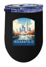 Load image into Gallery viewer, Indianapolis Indiana Design A Souvenir 12 oz Insulated Wine Stainless Steel Tumbler Black 4-Pack
